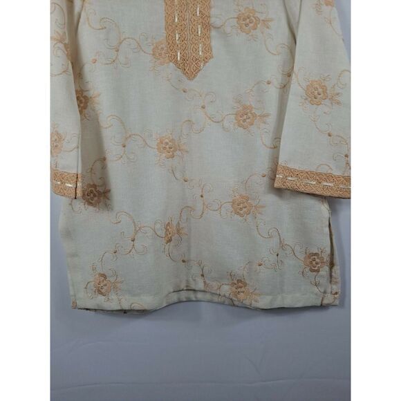 Rimara Ladies Pullover Linen Tunic, Size Medium.   Gorgeous Embroidery,  3/4... - Picture 3 of 12